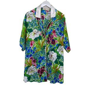 Victorias Secret Gold Label Floral satin sleep shirt size Medium Large